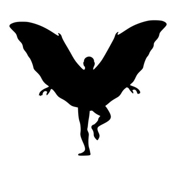 Mothman creature with outstretched wings silhouette