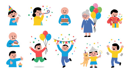 Fototapeta premium Cartoon party celebration icons set
