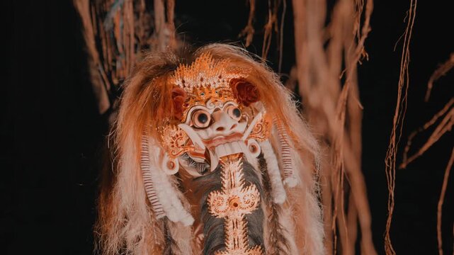 Front Portrait of Rangda Spirit in the Woods