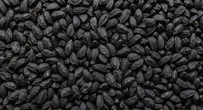 Nigella Seed Texture Covering Entire Background Black Cumin Superfood Pattern with Detailed Organic Texture