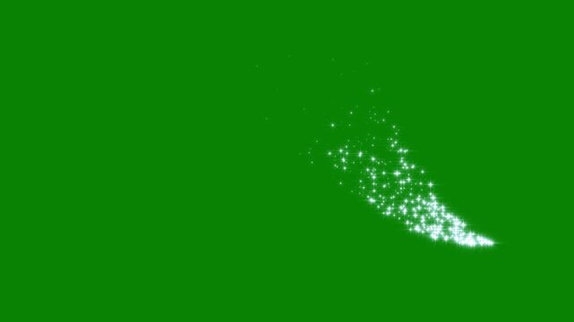 sparkle path white twinkling stars line, smooth glowing particles motion, magic sparkles glitter line stars, cartoon doodle sparkles on green screen, 4K glitter star line animation.