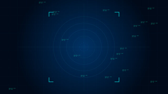 Digital holographic HUD interface background with radar display