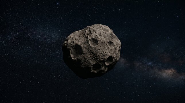 Large asteroid in deep space.