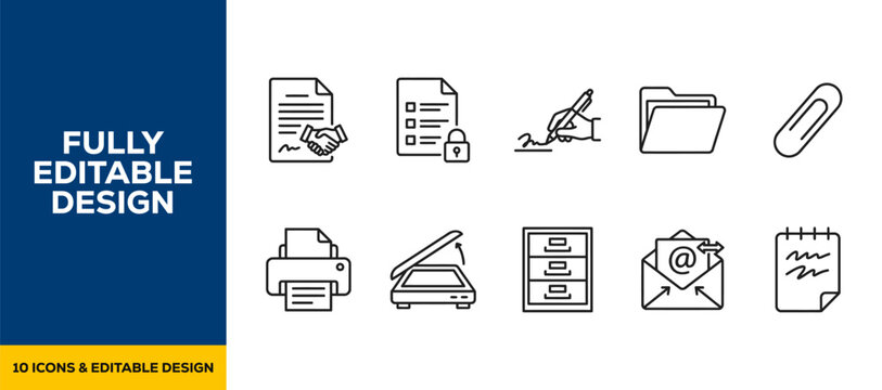 Data documentation and digital record flat vector icon bundle illustration design for information storage and business audit