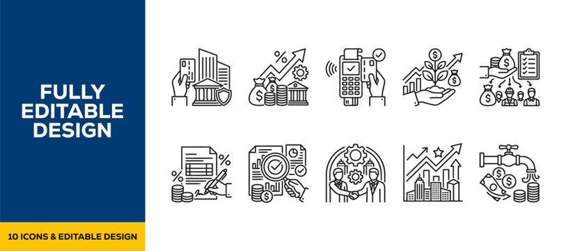 Office stationery and business supplies flat vector icon bundle illustration design for workplace organization and daily tasks