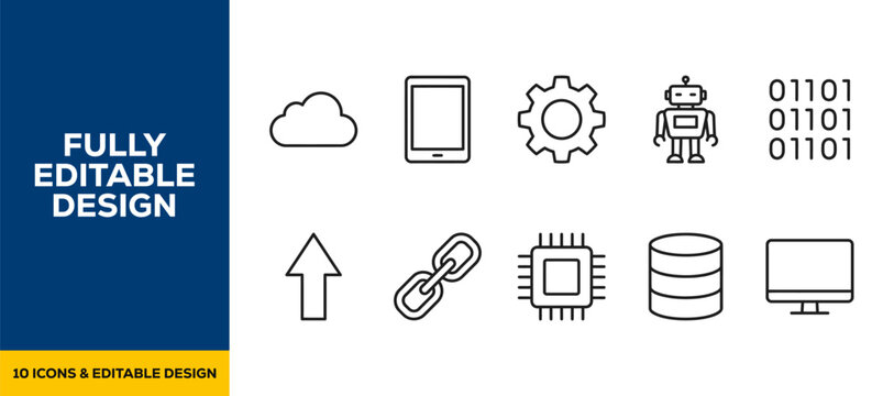 Circuit board and digital network flat vector icon bundle illustration design for computer science and IT infrastructure