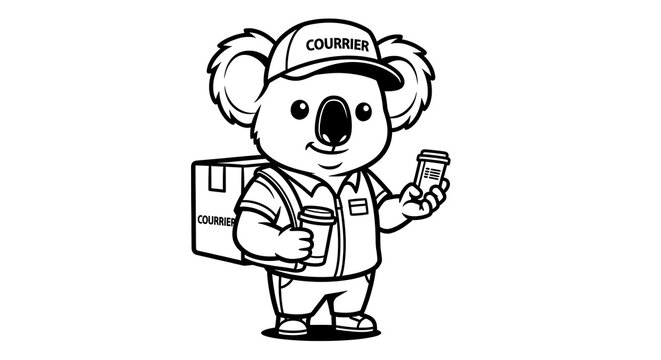 Cartoon man holding large envelope package.