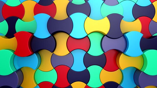 Geometric Shapes Form a Wave. Abstract motion, 3d rendering, 4k resolution
