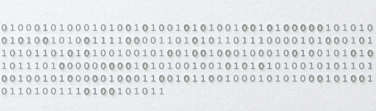 Binary Code Stream: A close-up view of a digital stream of binary code, represented by sequences of 0s and 1s, suggesting the world of data and computing.
