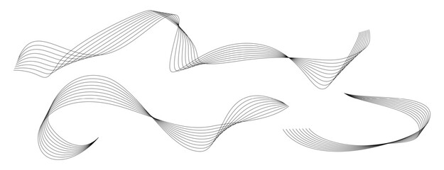 Naklejka premium Abstract wavy line set with smooth flowing curves and elegant wave patterns PNG. Modern vector design suitable for technology, business and presentation layouts.