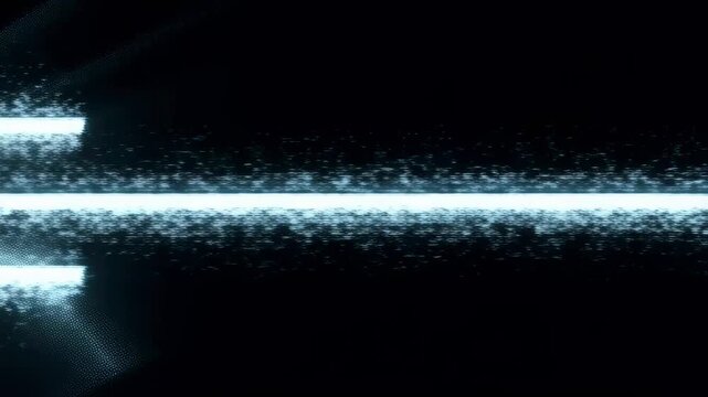 Abstract digital glitch effect with horizontal lines and noise. Represents technological disruption and modern digital aesthetics