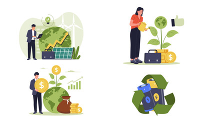 Fototapeta premium Sustainability and ESG icon set corporate environmental concepts vector illustration
