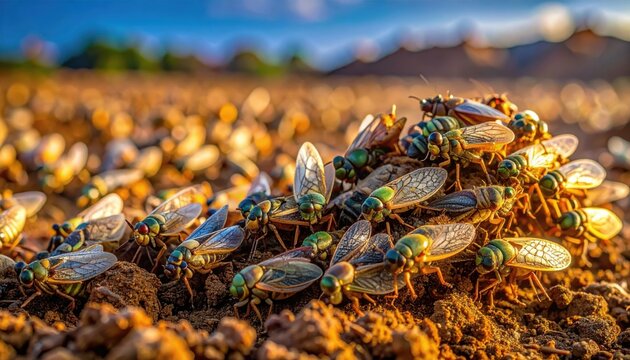 Mass Emergence of Cicadas from Soil Creates Swarming Insect Phenomenon