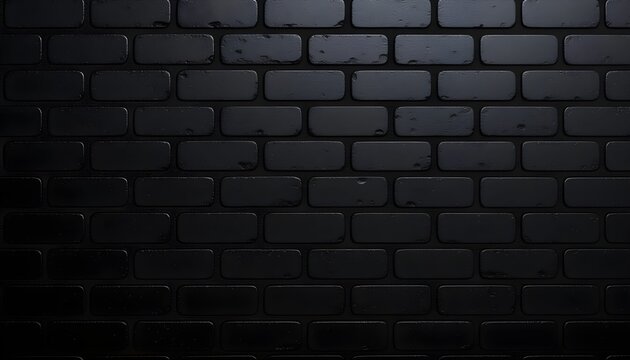 Black brick wall texture background for interior or exterior design with copy space for text or image.
