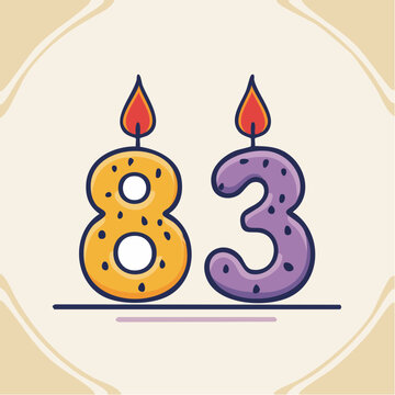 Number 83 Birthday Candles