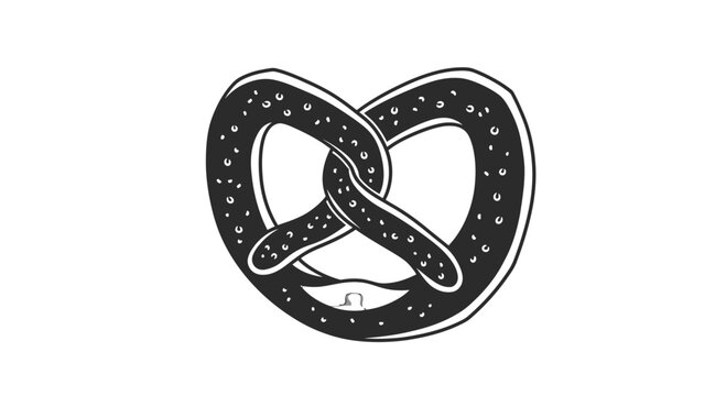 Black Pretzel with Salt Sprinkles Illustration.