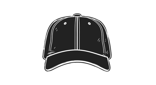 Black Baseball Cap Front View Illustration.
