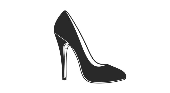 Black High Heel Shoe Illustration.