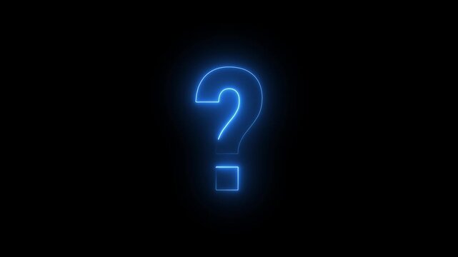 Question mark sign animation. blue Neon colored digital 3D big question rotating. Cyberspace questions asking doubts confusing problems.4k video.