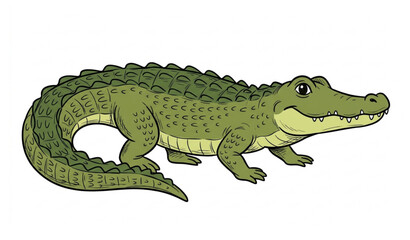 Hand drawn green crocodile vector illustration