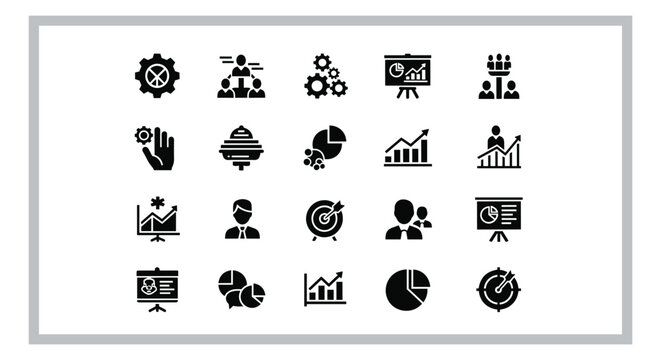 Set of minimalist vector icons depicting various hand gestures and body language symbols in black and white outline design.