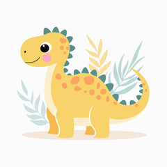 Naklejka premium Cute Yellow Dinosaur Illustration