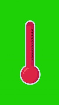 Thermometer Temperature Increase and Decrease Animation Green Screen 4K