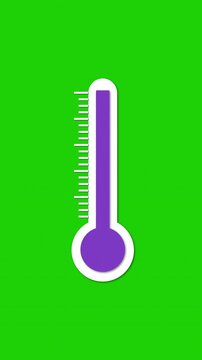 Thermometer Temperature Increase and Decrease Animation Green Screen 4K