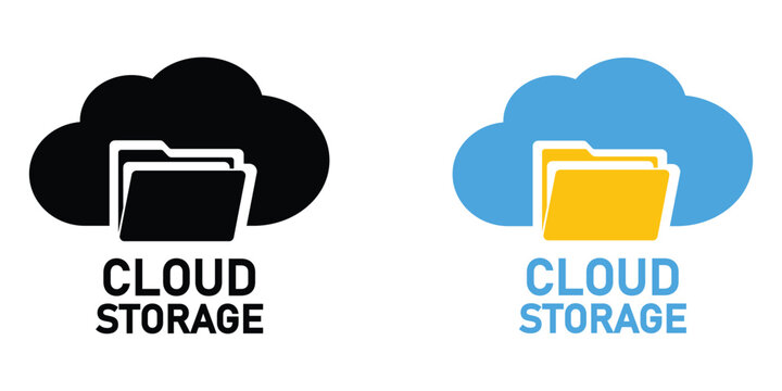 Cloud storage with file folders icon. Modern digital data management, colorful professional technology illustration