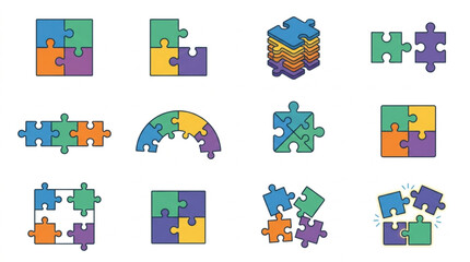 Naklejka premium Colorful Puzzle Piece Graphics
