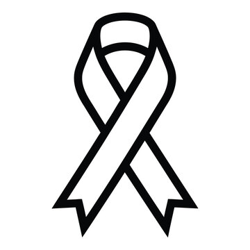 Black ribbon symbol for awareness and support causes one sentence icon