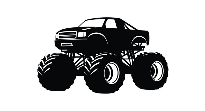 Monster truck silhouette illustration powerful off road vehicle design