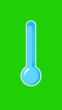 Thermometer Temperature Increase and Decrease Animation Green Screen 4K