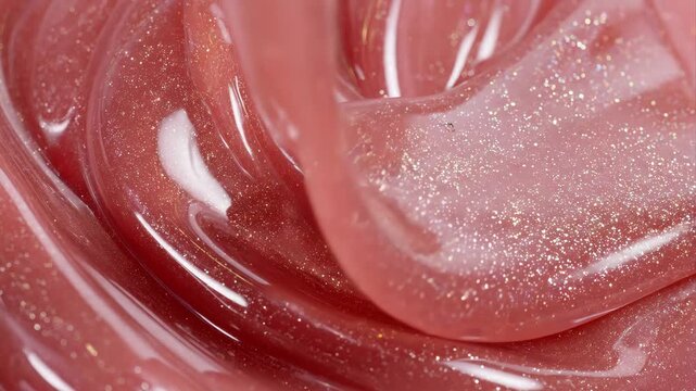 Mixing a glossy pink slime in a bowl for craft projects at home
