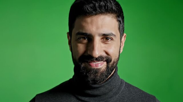 Man's Head Expressions on Green Screen Background During Studio Shoot