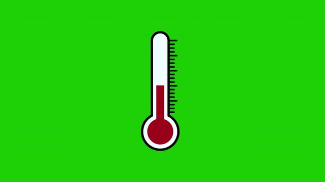Thermometer Temperature Increase and Decrease Animation Green Screen 4K