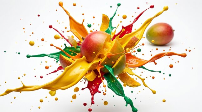 Mango exploding with paint