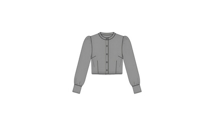 Naklejka premium Gray cropped sweatshirt with front pockets and zipper