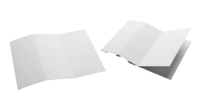 Two Blank White Folded Brochures on Black Background