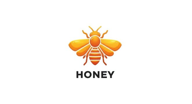 Honey bee logo with insect icon.
