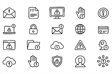 Fototapeta premium Security Threat Icon Collection for Privacy, Malware, and Fraud Protection