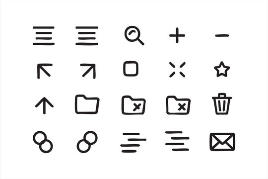 Navigation Icon Collection for Search, Folder, Mail, and Delete Actions
