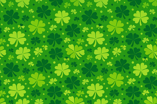Vibrant shamrocks and stars on a cheerful green background, perfect for St. Patrick's Day or spring celebrations.