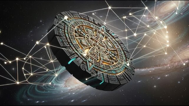 Tzolkin Maya Kin Symbol, Ancient Mayan Calendar Glyph, Celestial Exploration, Sacred Geometry