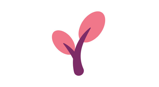 Purple and pink minimalist seedling with two leaves