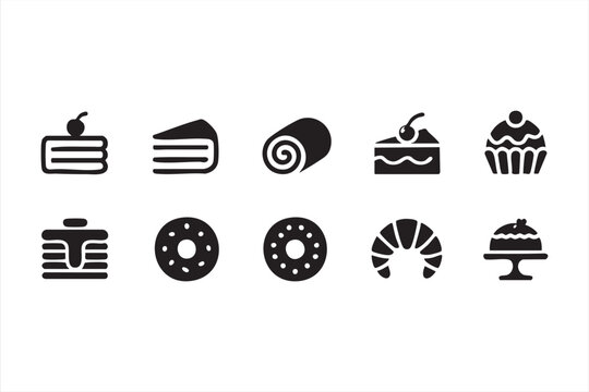 Cake Donut Cupcake Icon Set for Bakery Marketing Templates