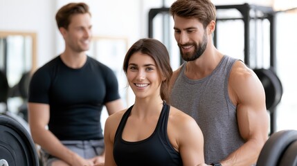 Fototapeta premium Fitness trainers posing in a gym environment, health, exercise and active lifestyle concept.