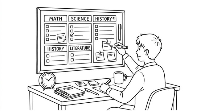 Academic Organization Vector Set &ndash; Student Study Board and Checklist