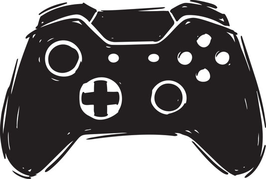 Black hand drawn video game controller sketch
