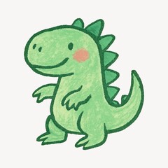 Fototapeta premium Cute green dinosaur illustration.